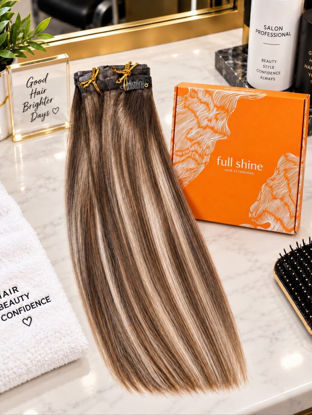 Full Shine - Light Brown - 100% Human Hair - Smooth, Natural Finish